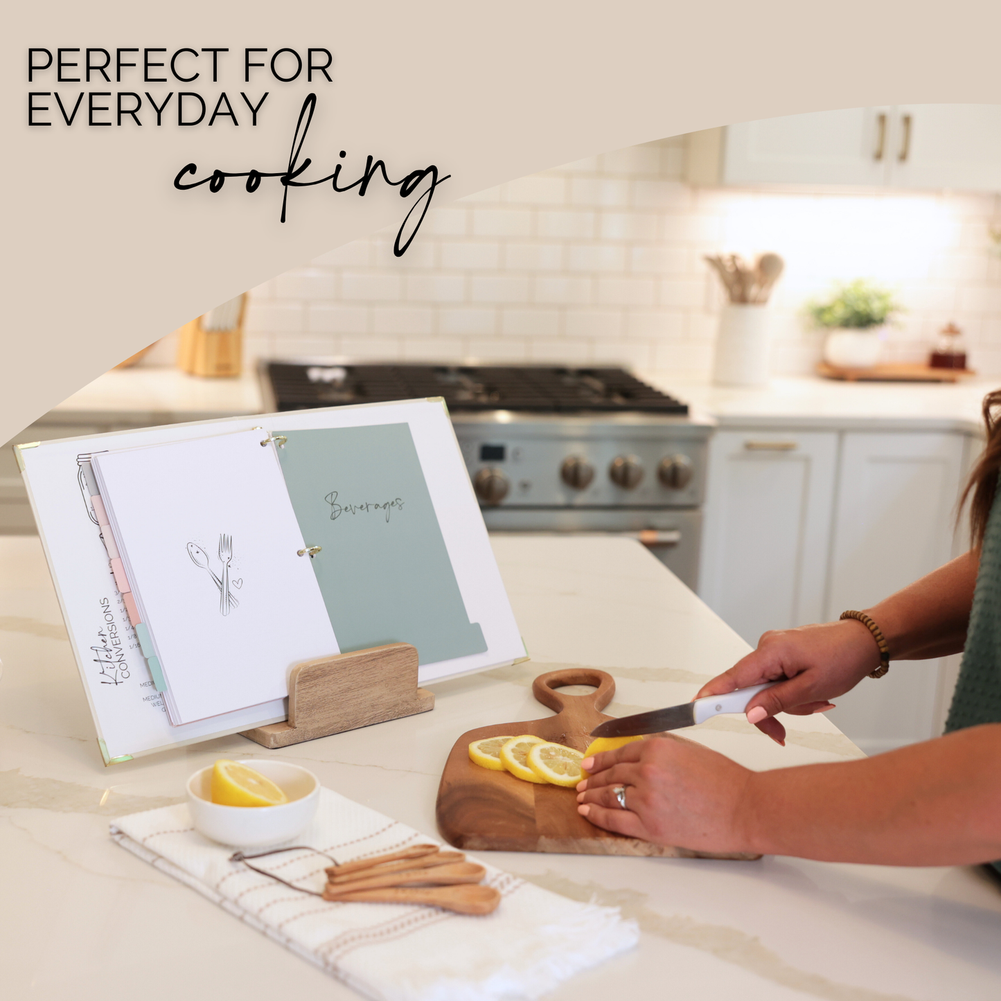 Bloom and Haven Recipe Binder | Write your family Recipes on blank Cookbook (Beige)