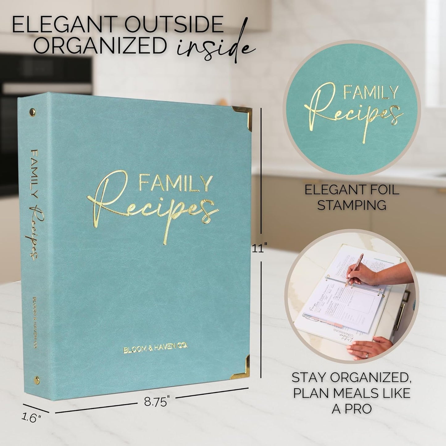 Bloom and Haven Recipe Binder | Write your family Recipes on blank Cookbook