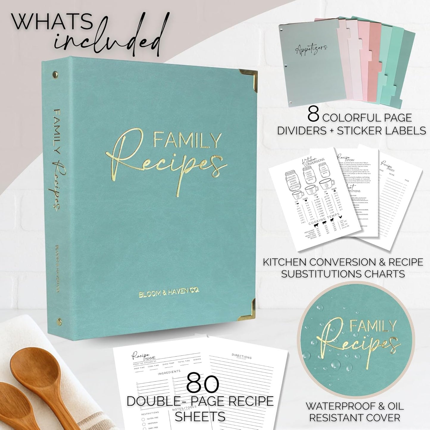 Bloom and Haven Recipe Binder | Write your family Recipes on blank Cookbook