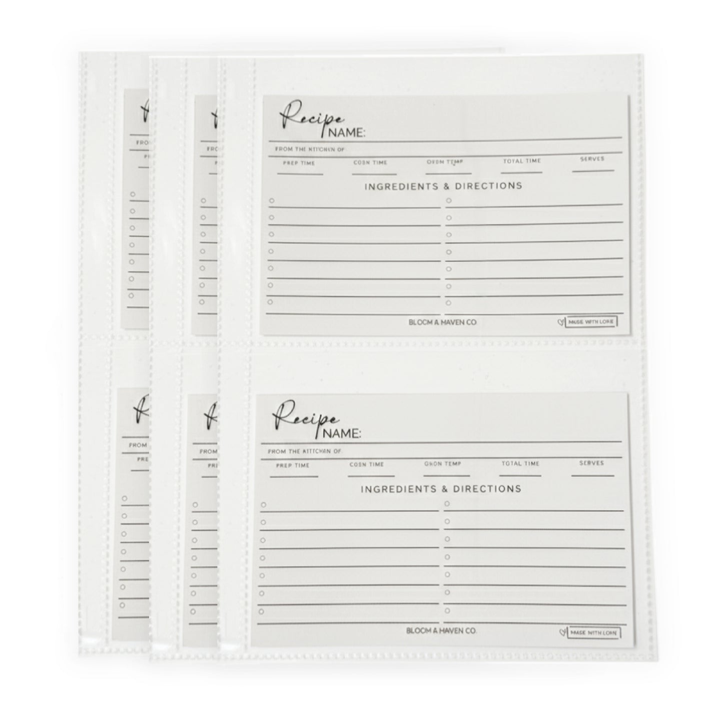 Recipe Card Sleeves  (Pack of 30)