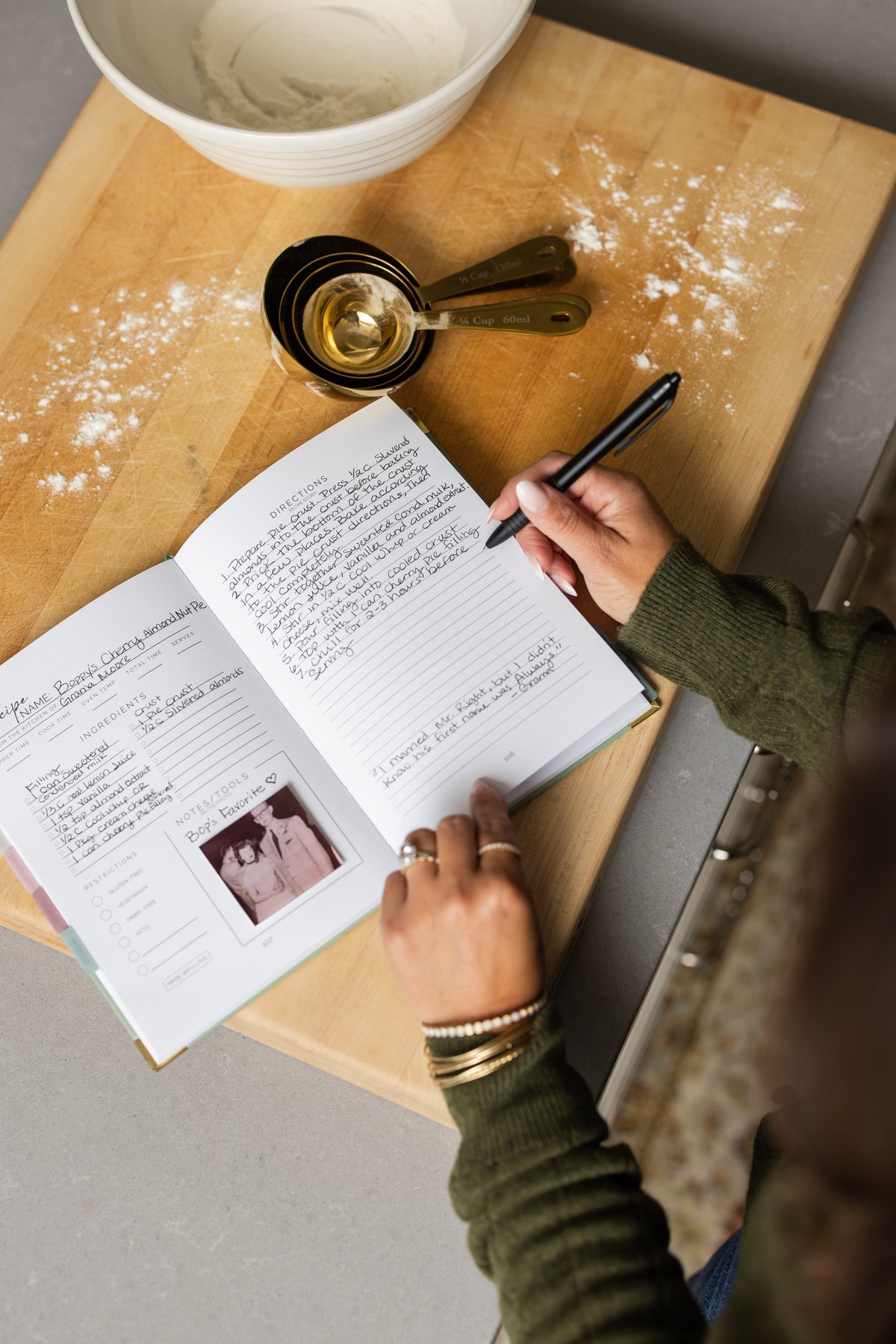 Recipe book in a cozy kitchen