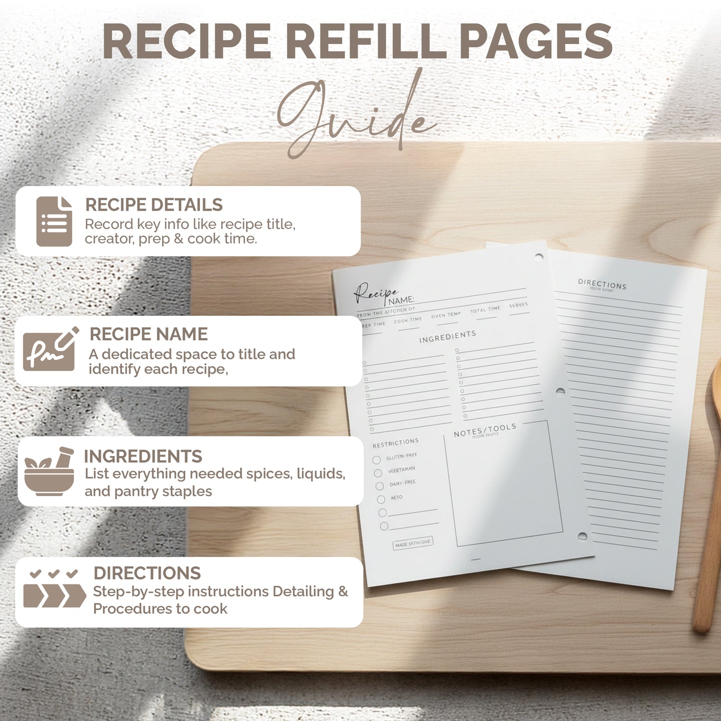 Recipe Refill Pages (Pack of 30)