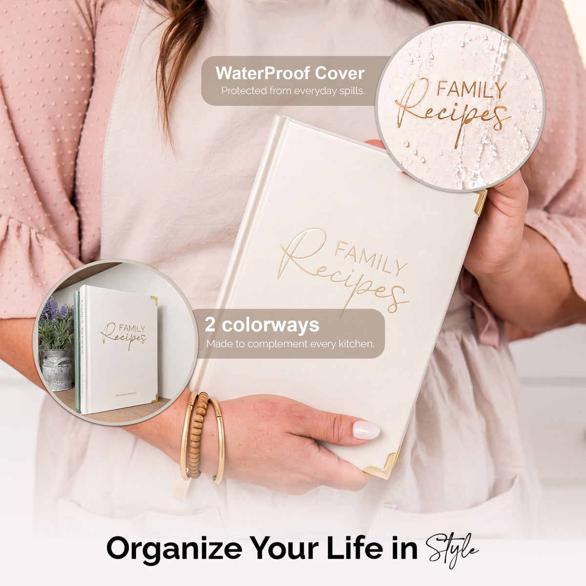 Bloom and Haven Recipe Book | A Beautiful Keepsake for Recipes & Traditions (Beige)