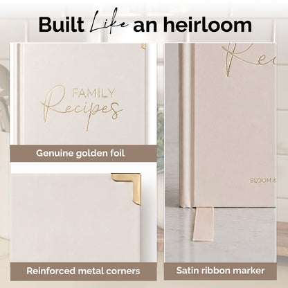 Bloom and Haven Recipe Book | A Beautiful Keepsake for Recipes & Traditions (Beige)