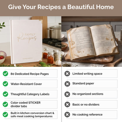 Bloom and Haven Recipe Book | A Beautiful Keepsake for Recipes & Traditions (Beige)