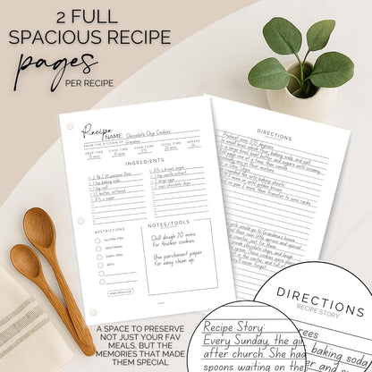 recipe card binder pages Bloom and Haven Recipe Binder