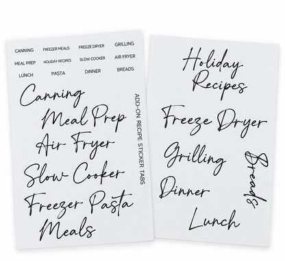 Recipe Tab Sticker Add-On Pack | 12 Additional Recipe Categories