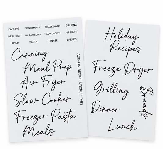 Recipe Tab Sticker Add-On Pack | 12 Additional Recipe Categories