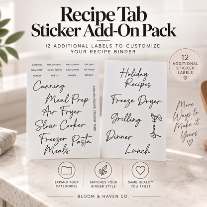 Recipe Tab Sticker Add-On Pack | 12 Additional Recipe Categories