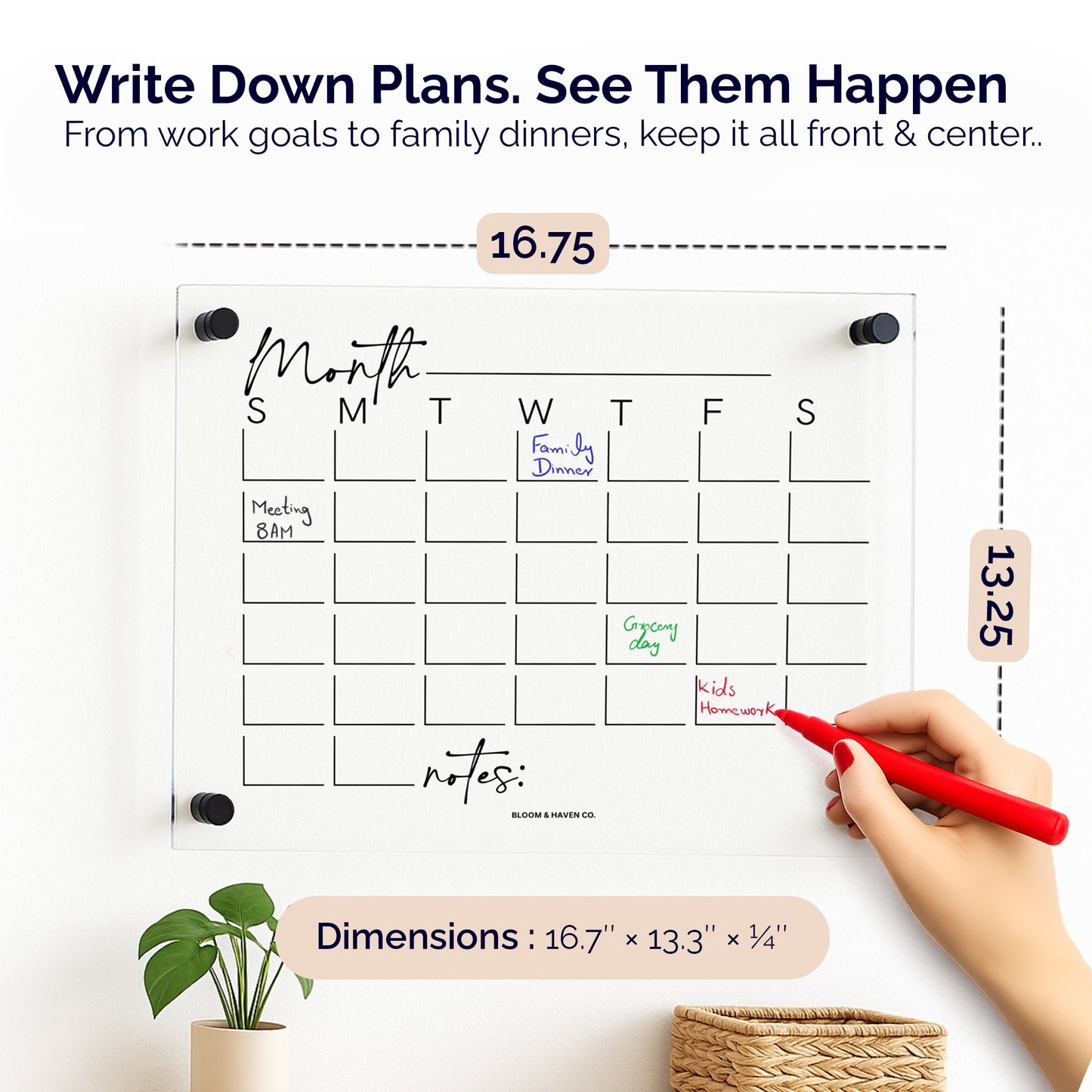 Premium Acrylic Calendar for Wall (16.75” x 13.25” x 1/4”)