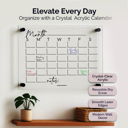 Premium Acrylic Calendar for Wall (16.75” x 13.25” x 1/4”)