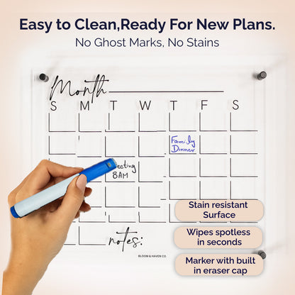 Premium Acrylic Calendar for Wall (16.75” x 13.25” x 1/4”)