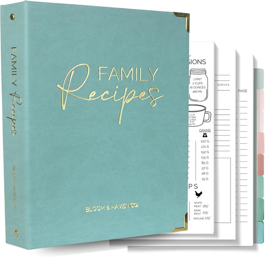 Bloom and Haven Recipe Binder | Write your family Recipes on blank Cookbook
